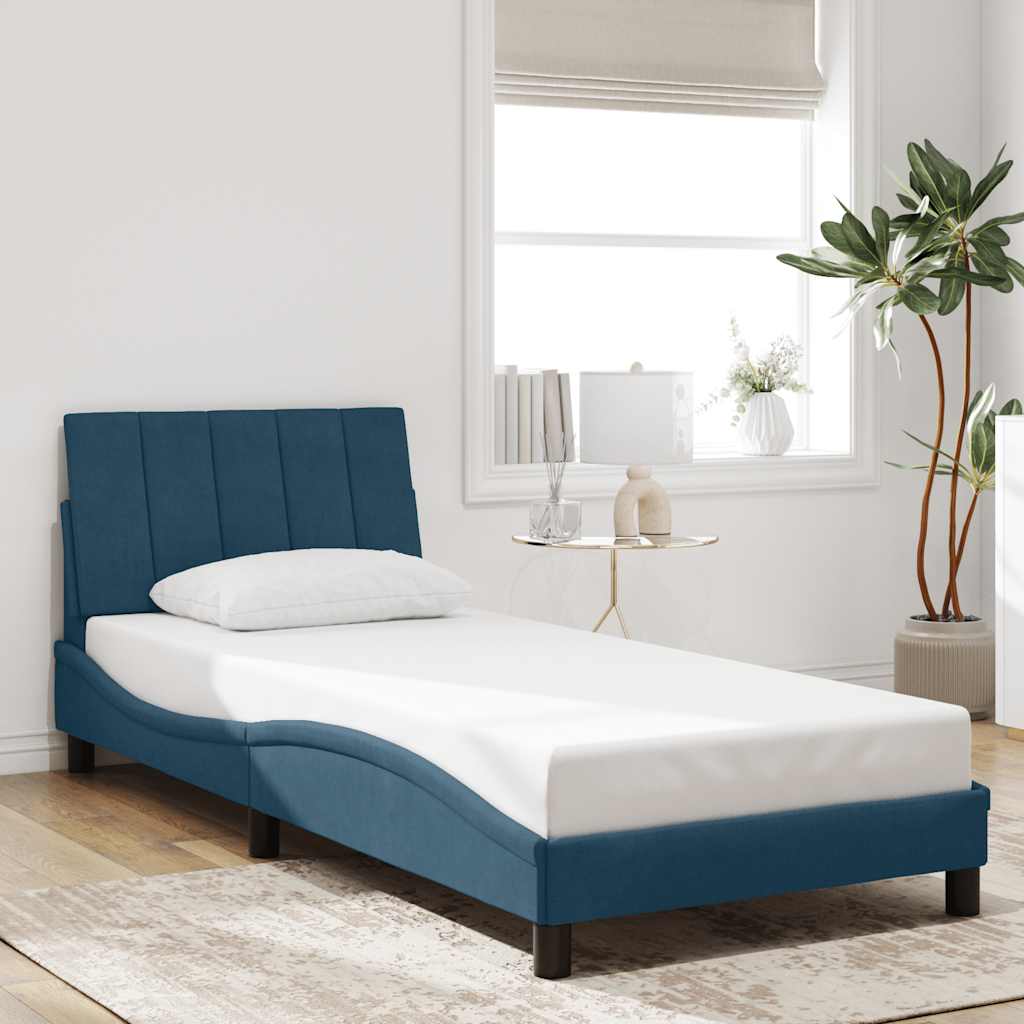 Bed Frame without Mattress "Hanko" Blue 90x190 cm Velvet
