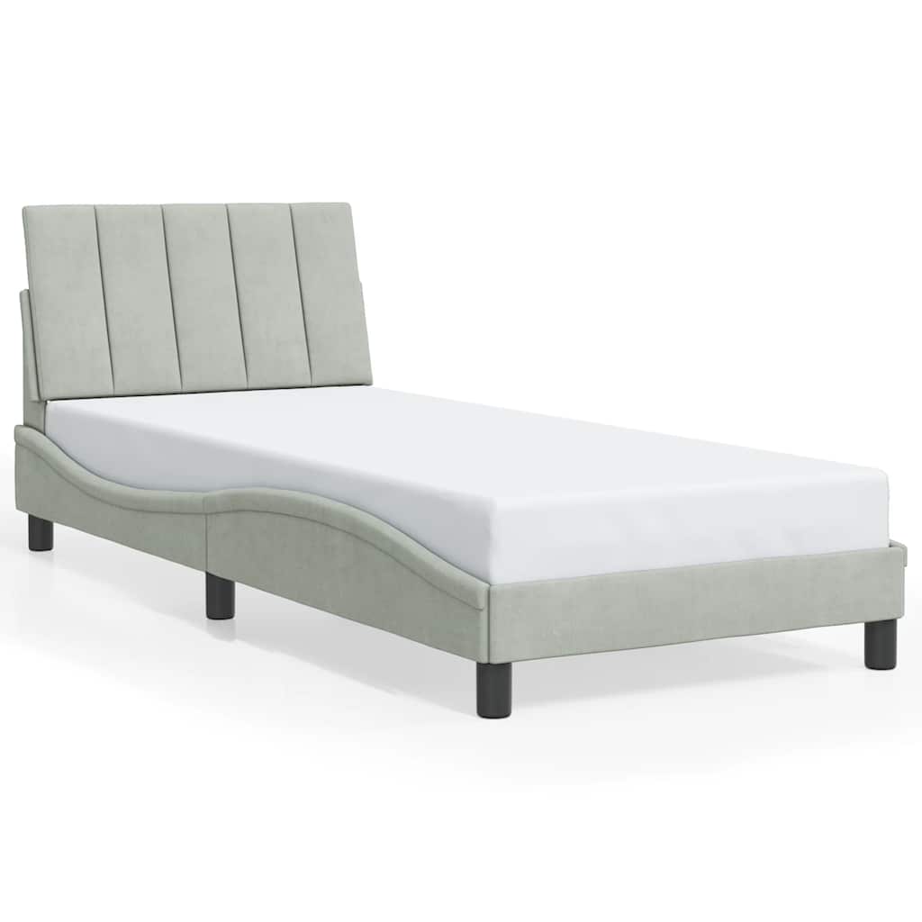 Bed Frame without Mattress "Hanko" Light Grey 90x200 cm Velvet