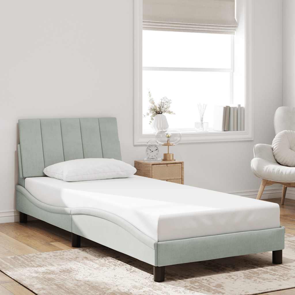 Bed Frame without Mattress "Hanko" Light Grey 90x200 cm Velvet