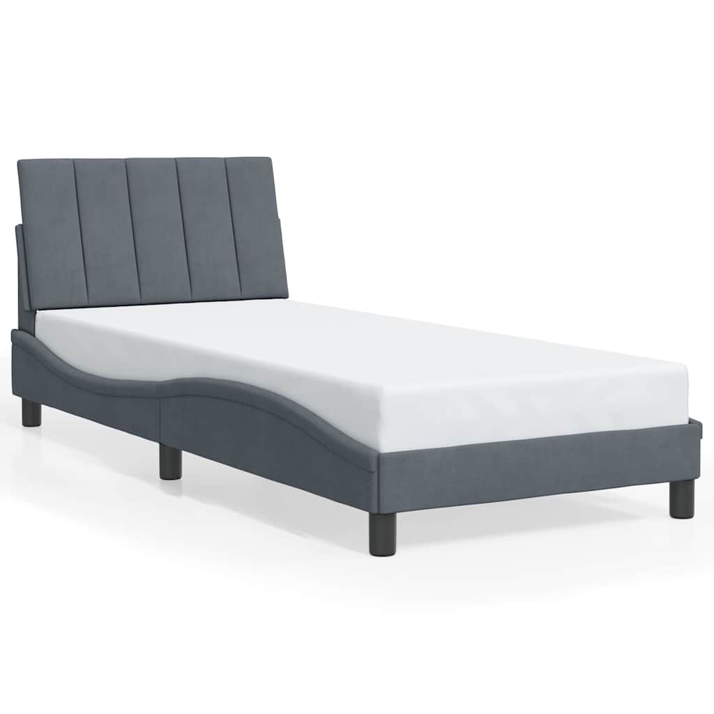 Bed Frame without Mattress "Hanko" Dark Grey 90x200 cm Velvet