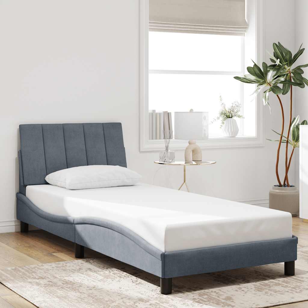 Bed Frame without Mattress "Hanko" Dark Grey 90x200 cm Velvet