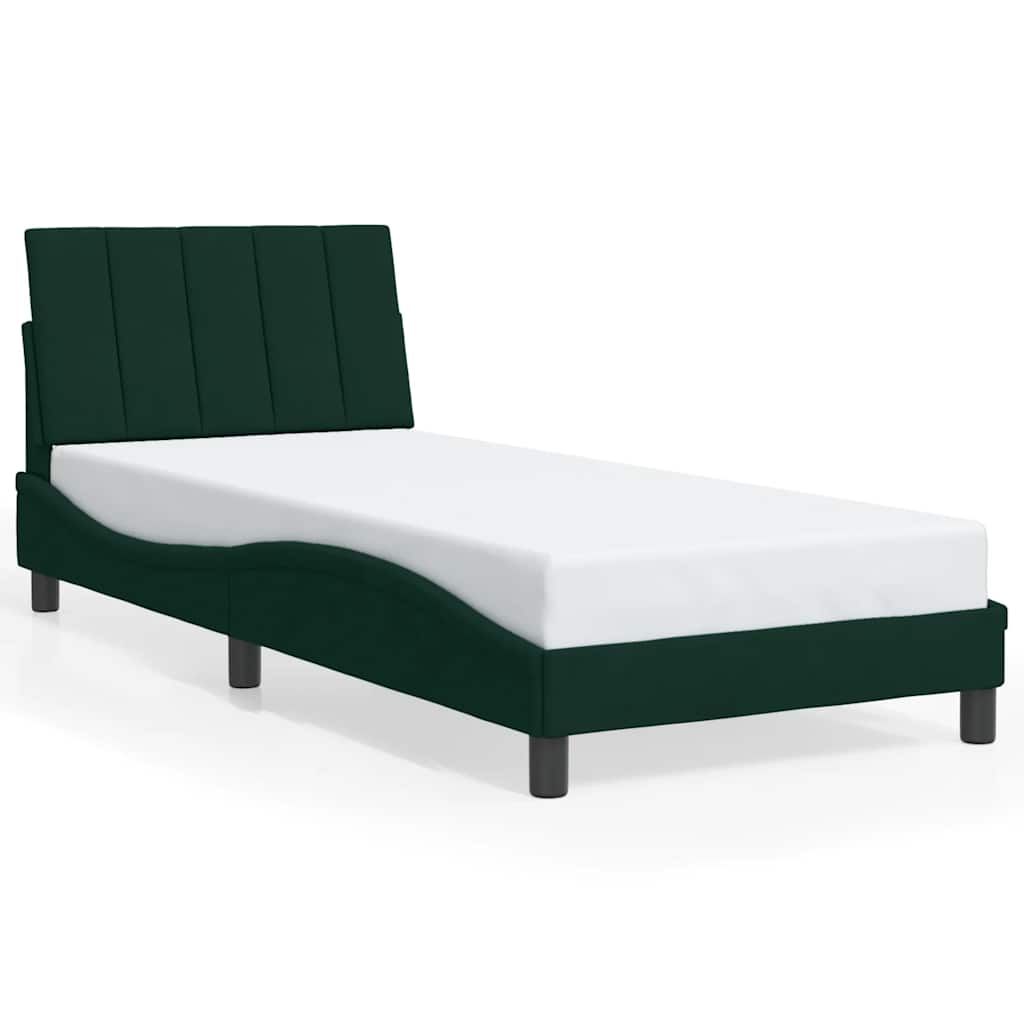 Bed Frame without Mattress "Hanko" Dark Green 90x200 cm Velvet