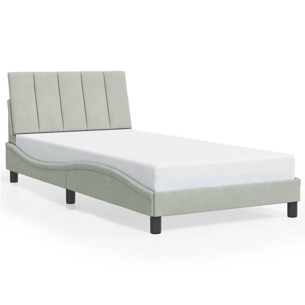 Bed Frame without Mattress "Hanko" Light Grey 100x200 cm Velvet