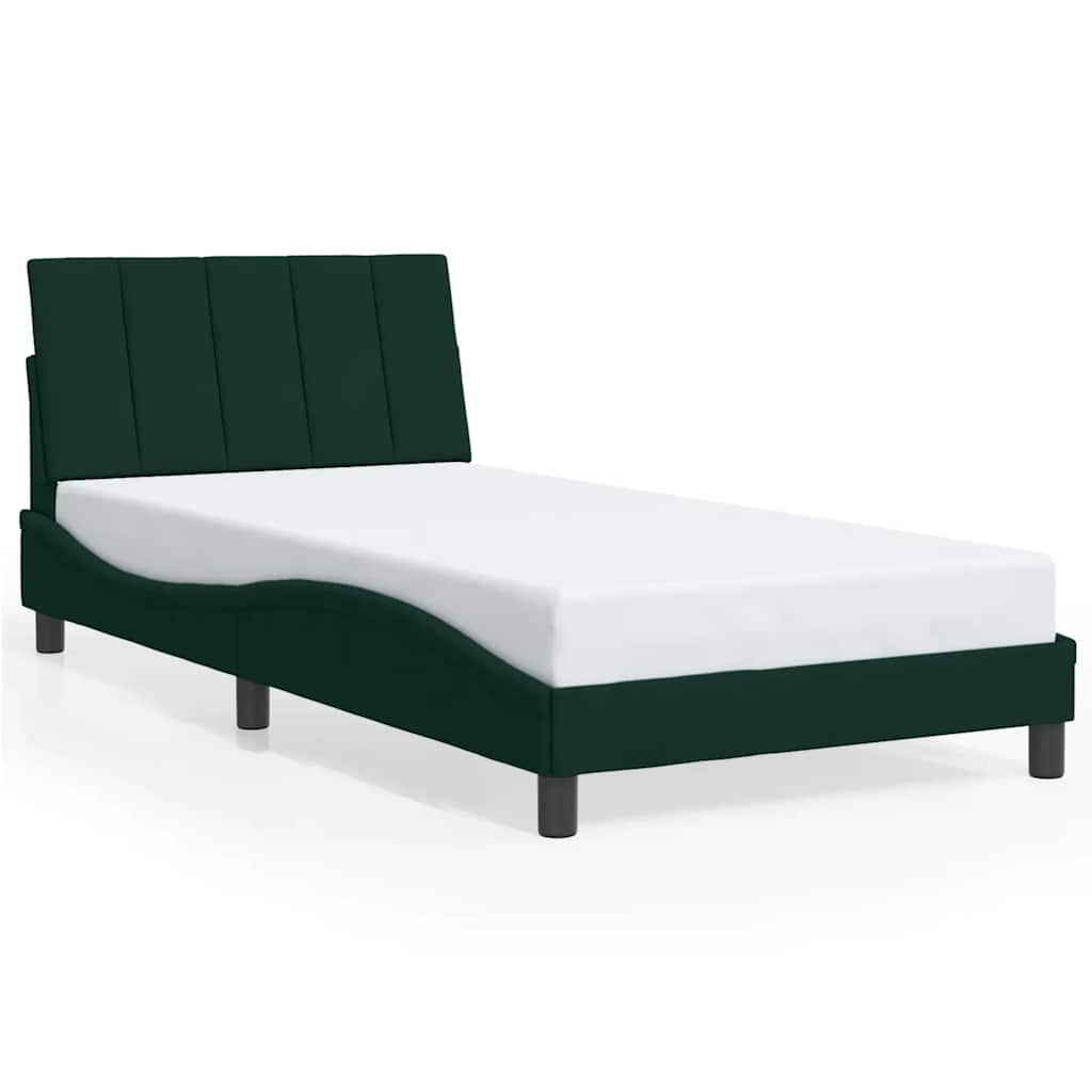 Bed Frame without Mattress "Hanko" Dark Green 100x200 cm Velvet