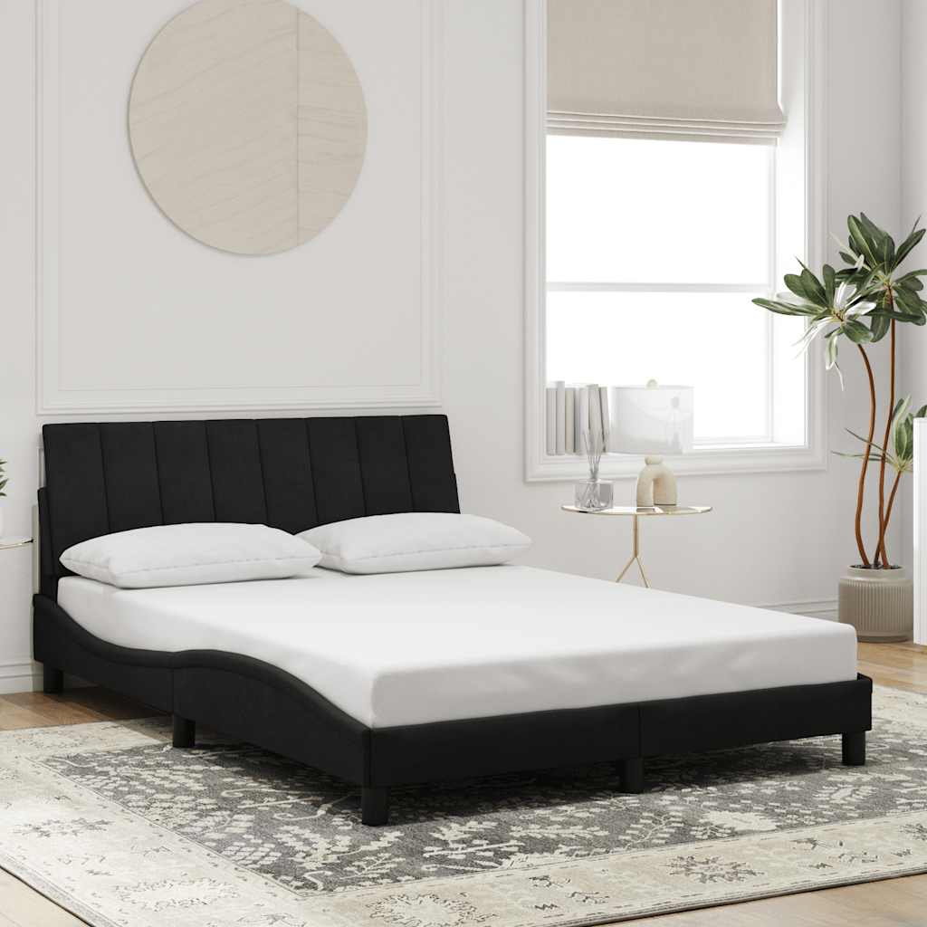Bed Frame without Mattress "Hanko" Black 140x190 cm Velvet