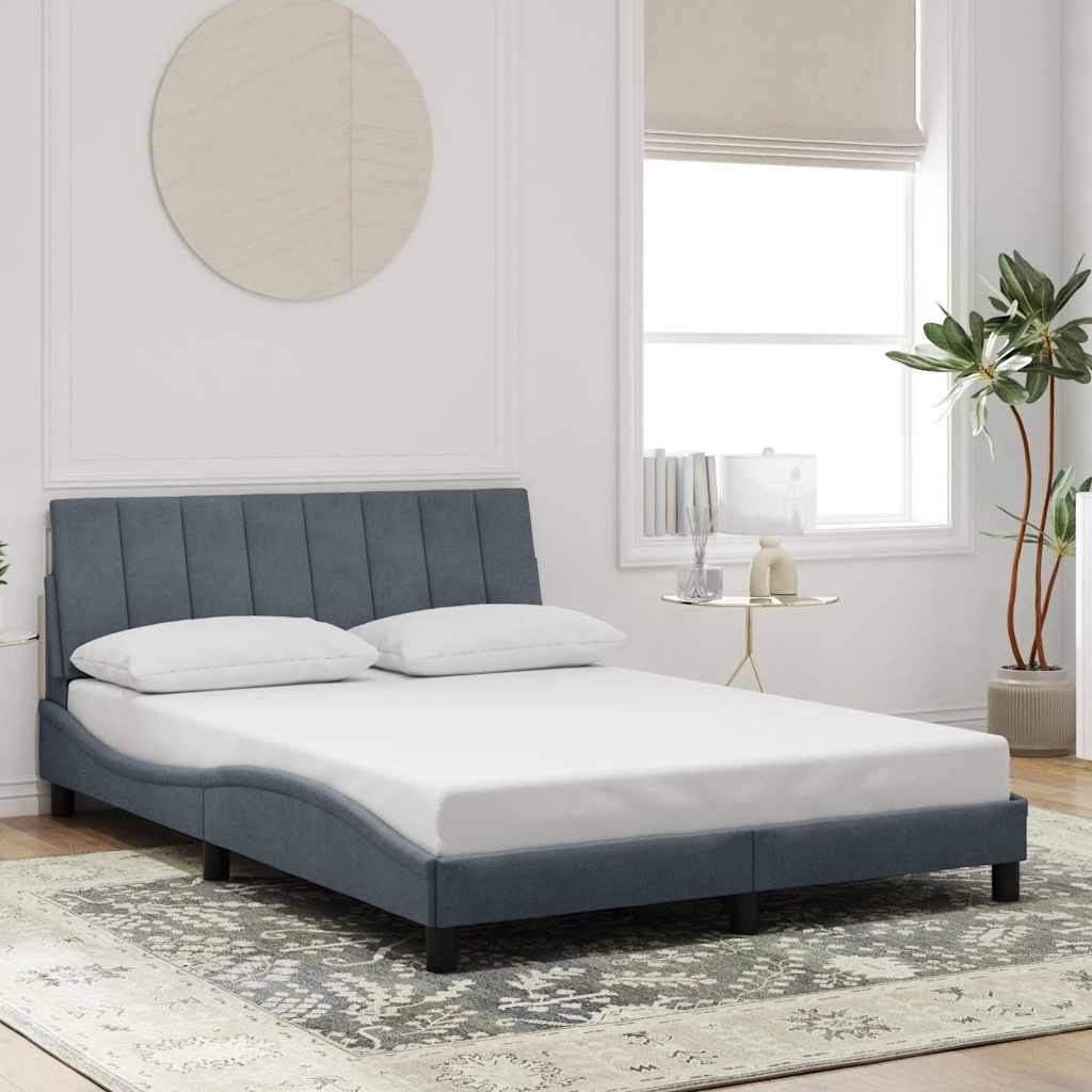 Bed Frame without Mattress "Hanko" Dark Grey 140x200 cm Velvet