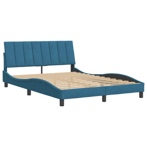 Bed Frame without Mattress "Hanko" Blue 140x200 cm Velvet