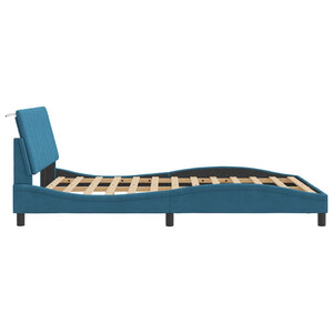 Bed Frame without Mattress "Hanko" Blue 140x200 cm Velvet