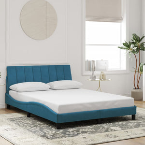 Bed Frame without Mattress "Hanko" Blue 140x200 cm Velvet