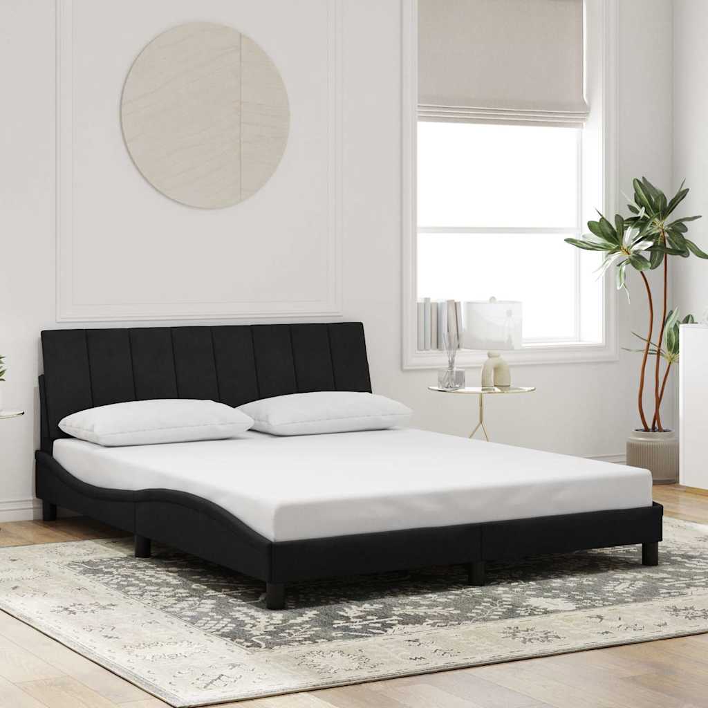 Bed Frame without Mattress "Hanko" Black 160x200 cm Velvet