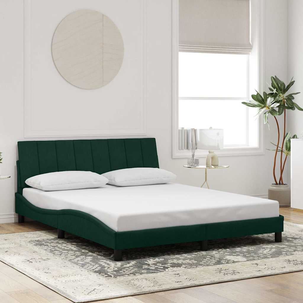 Bed Frame without Mattress "Hanko" Dark Green 160x200 cm Velvet