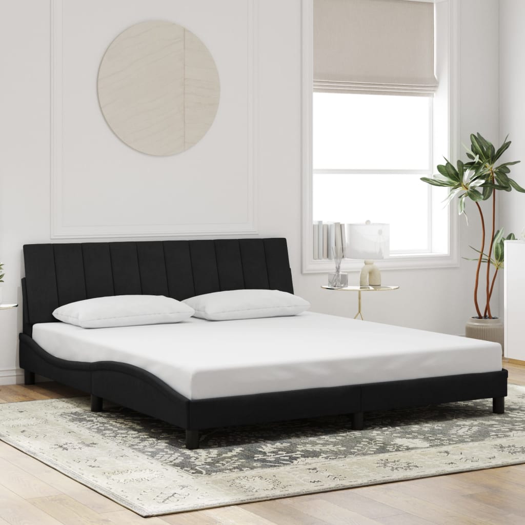 Bed Frame without Mattress "Hanko" Black 180x200 cm Velvet