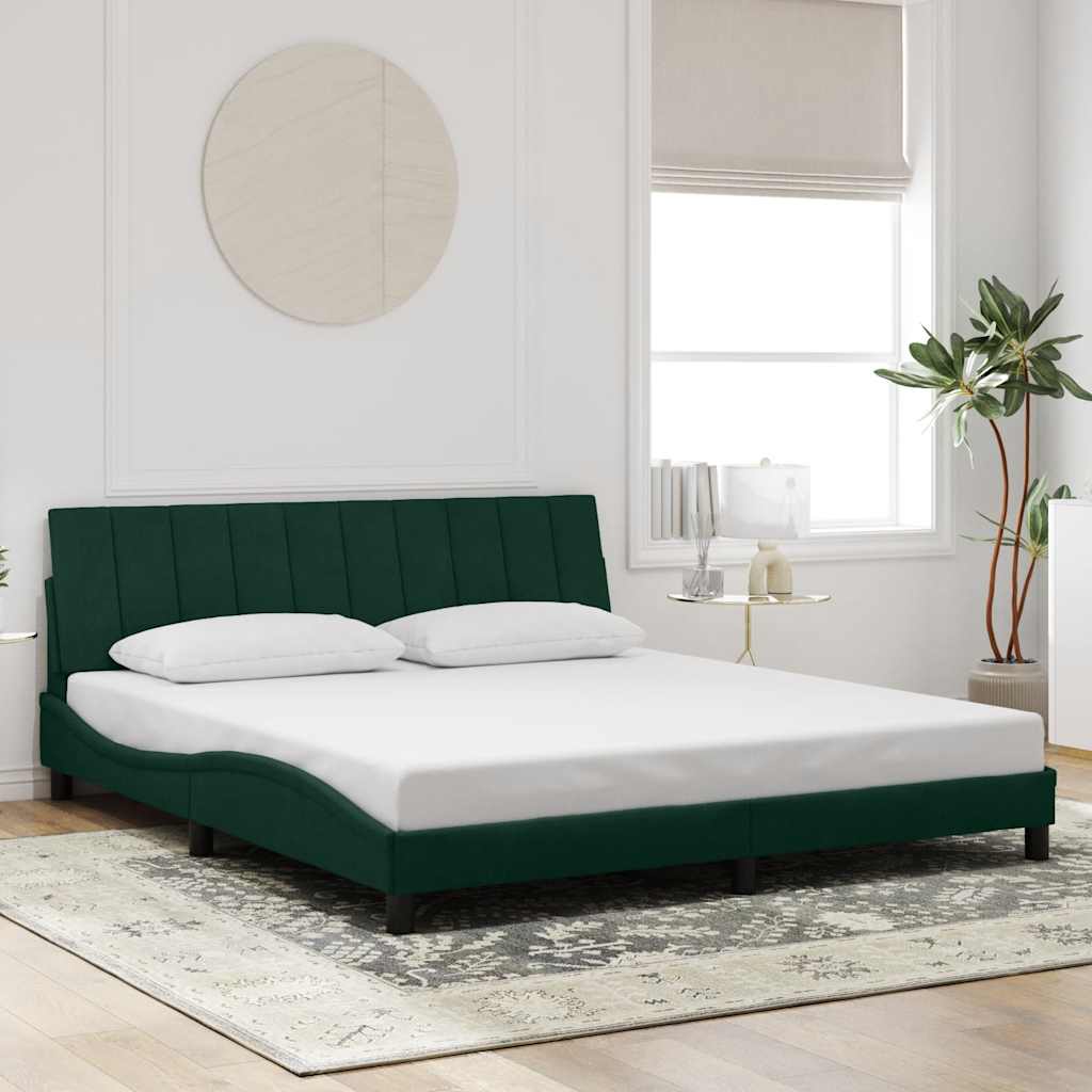 Bed Frame without Mattress "Hanko" Dark Green 180x200 cm Velvet