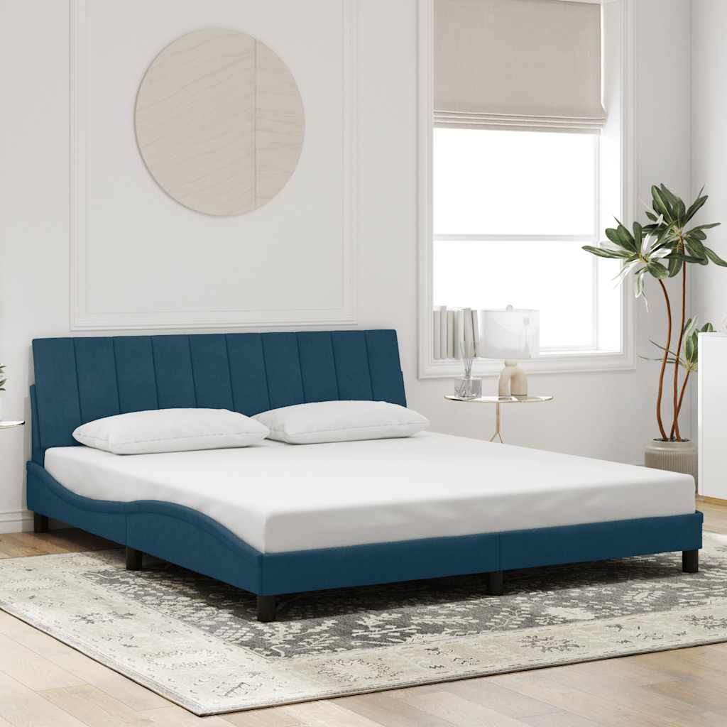 Bed Frame without Mattress "Hanko" Blue 180x200 cm Velvet