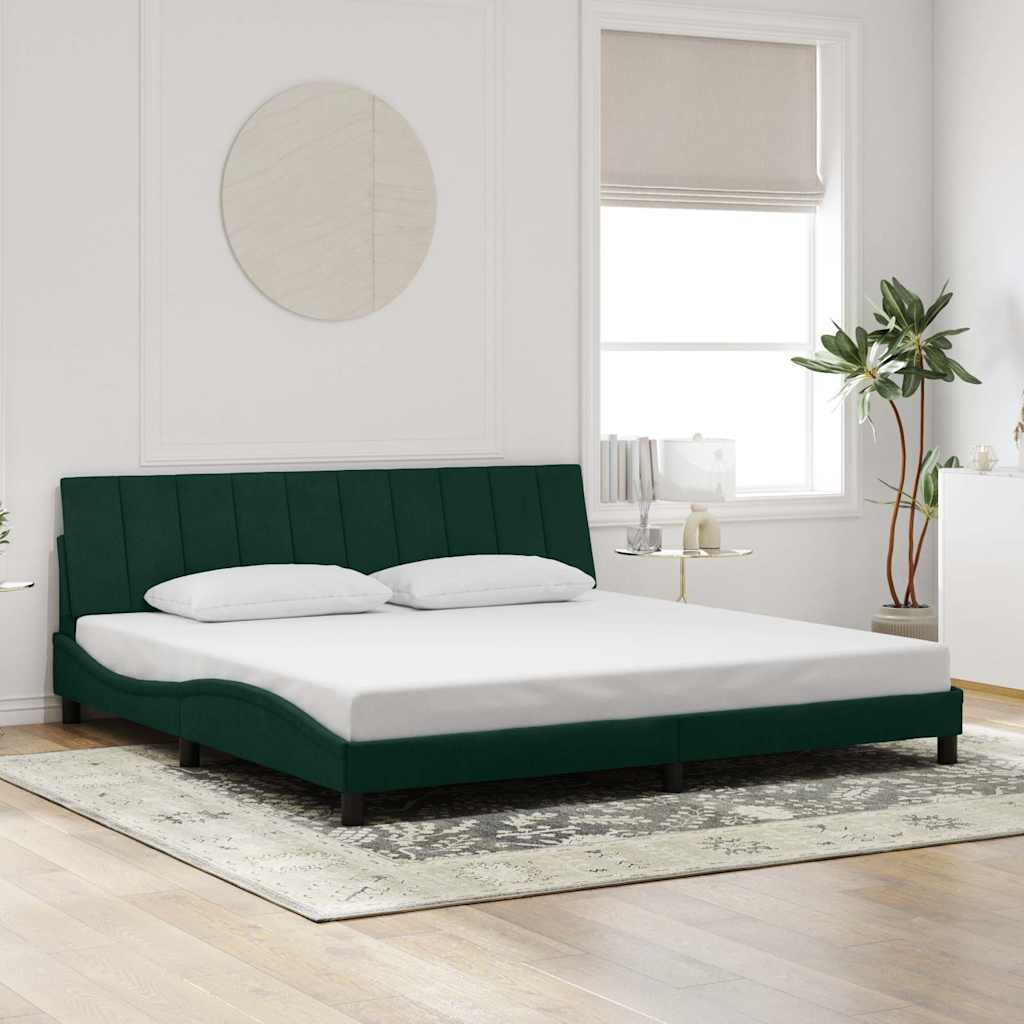 Bed Frame without Mattress "Hanko" Dark Green 200x200 cm Velvet