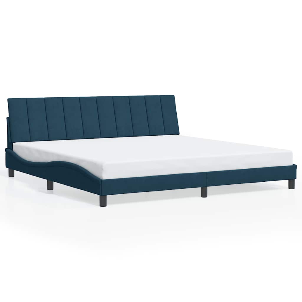 Bed Frame without Mattress "Hanko" Blue 200x200 cm Velvet