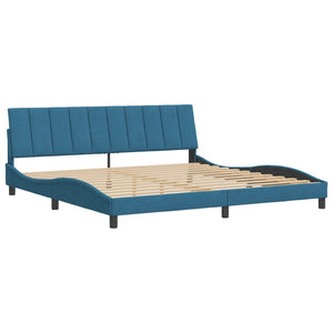 Bed Frame without Mattress "Hanko" Blue 200x200 cm Velvet