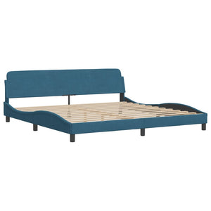 Bed Frame without Mattress "Hanko" Blue 200x200 cm Velvet