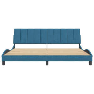 Bed Frame without Mattress "Hanko" Blue 200x200 cm Velvet