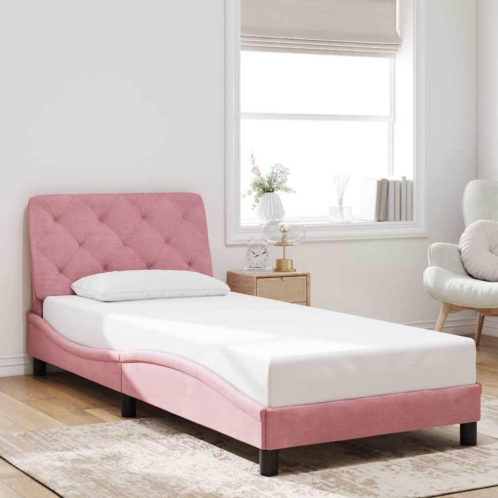 Bed Frame without Mattress Pink 80x200 cm Velvet