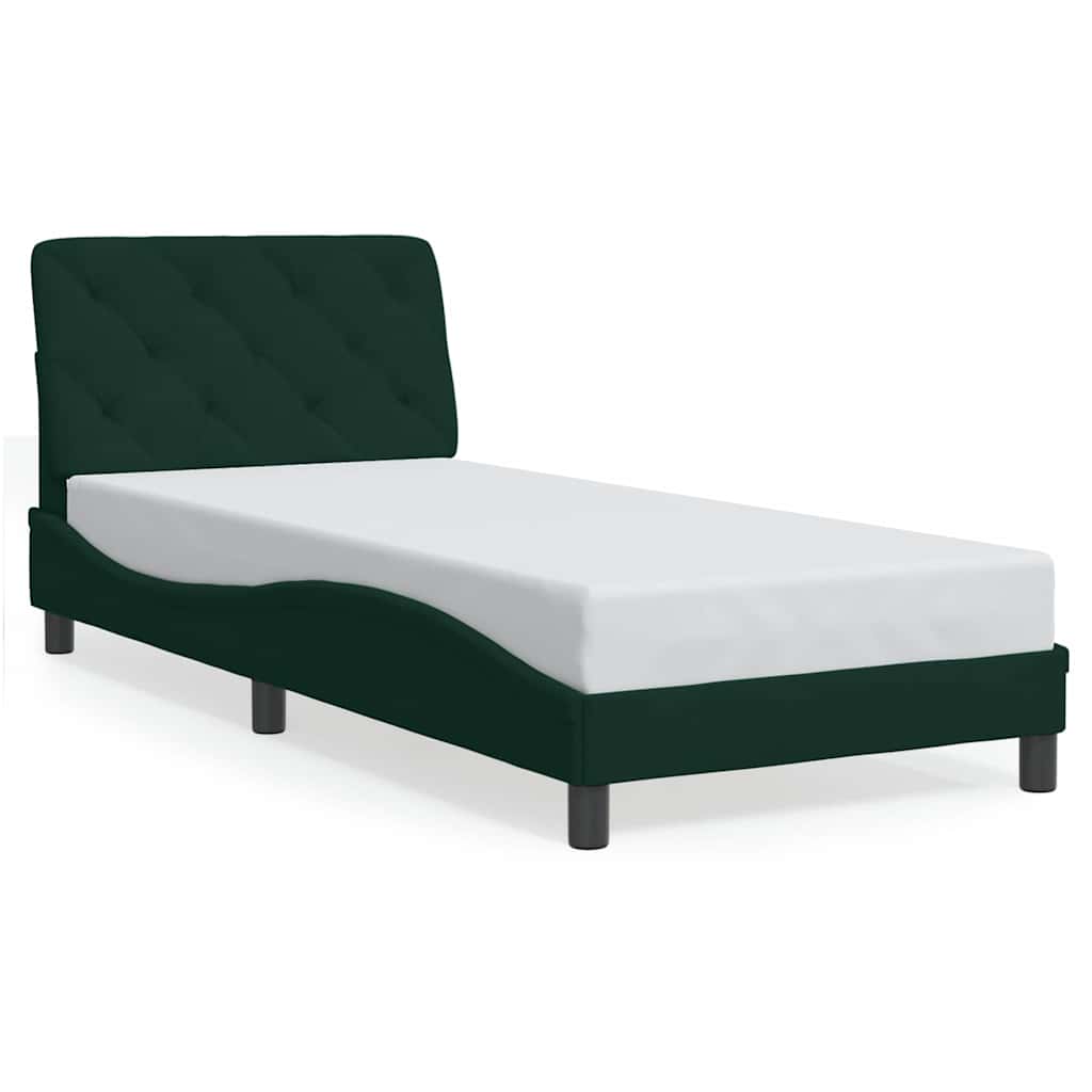 Bed Frame without Mattress Dark Green 90x190 cm Velvet