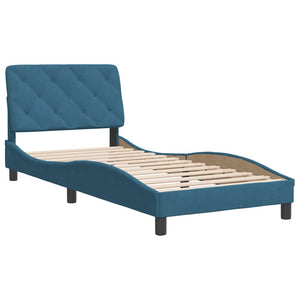 Bed Frame without Mattress Blue 90x190 cm Velvet