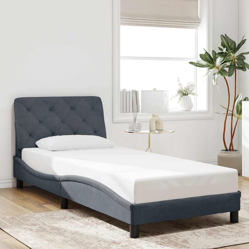 Bed Frame without Mattress Dark Grey 90x200 cm Velvet