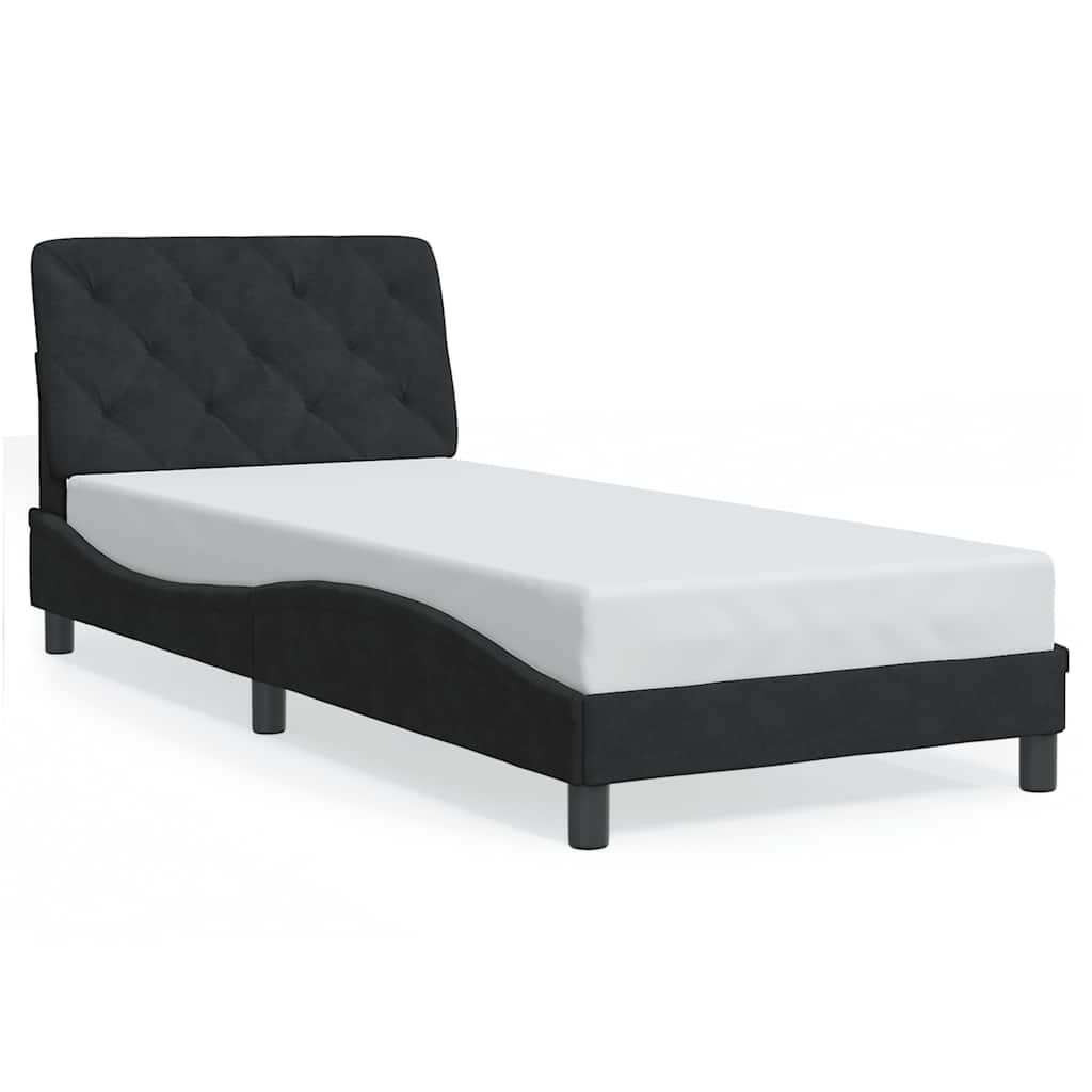 Bed Frame without Mattress Black 90x200 cm Velvet