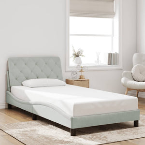 Bed Frame without Mattress Light Grey 100x200 cm Velvet