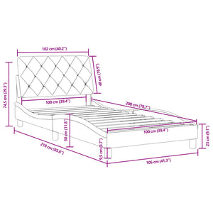 Bed Frame without Mattress Blue 100x200 cm Velvet
