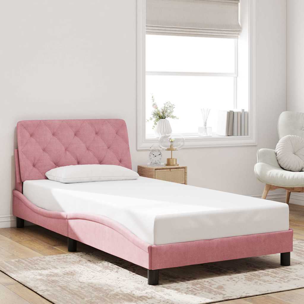 Bed Frame without Mattress Pink 100x200 cm Velvet