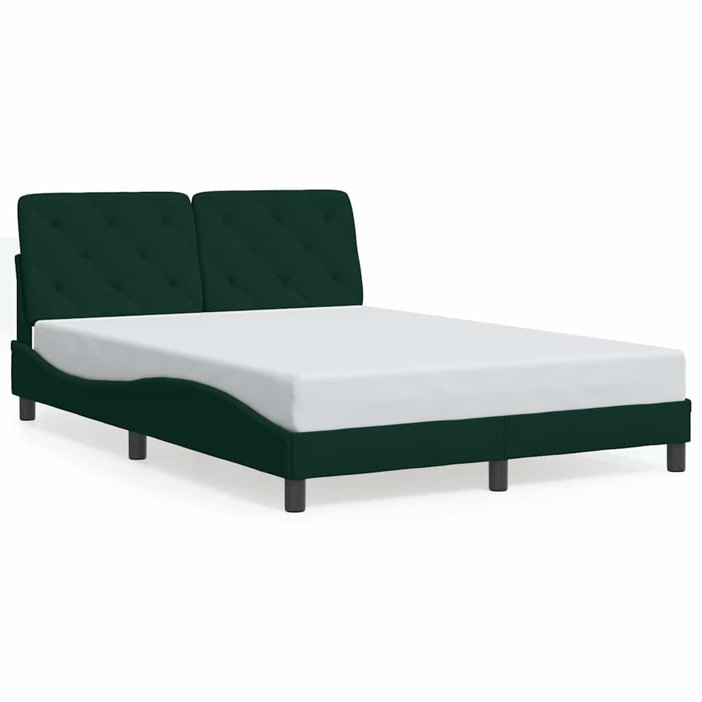 Bed Frame without Mattress Dark Green 140x190 cm Velvet