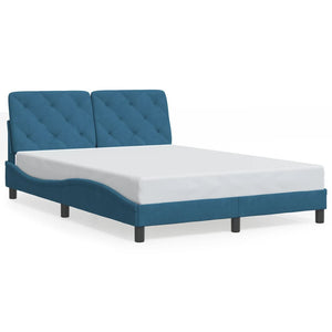 Bed Frame without Mattress Blue 140x190 cm Velvet