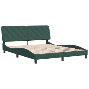 Bed Frame without Mattress Dark Green 160x200 cm Velvet