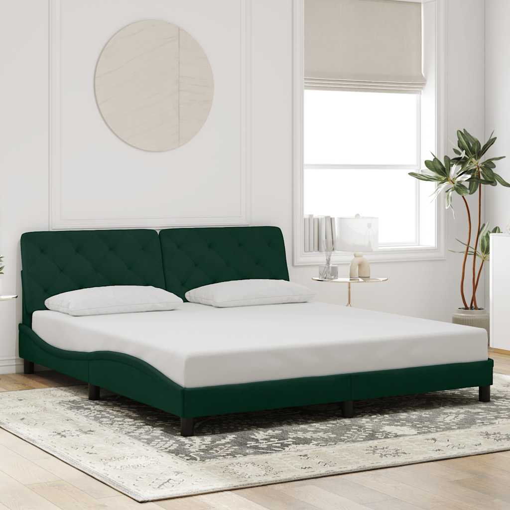 Bed Frame without Mattress Dark Green 180x200 cm Velvet