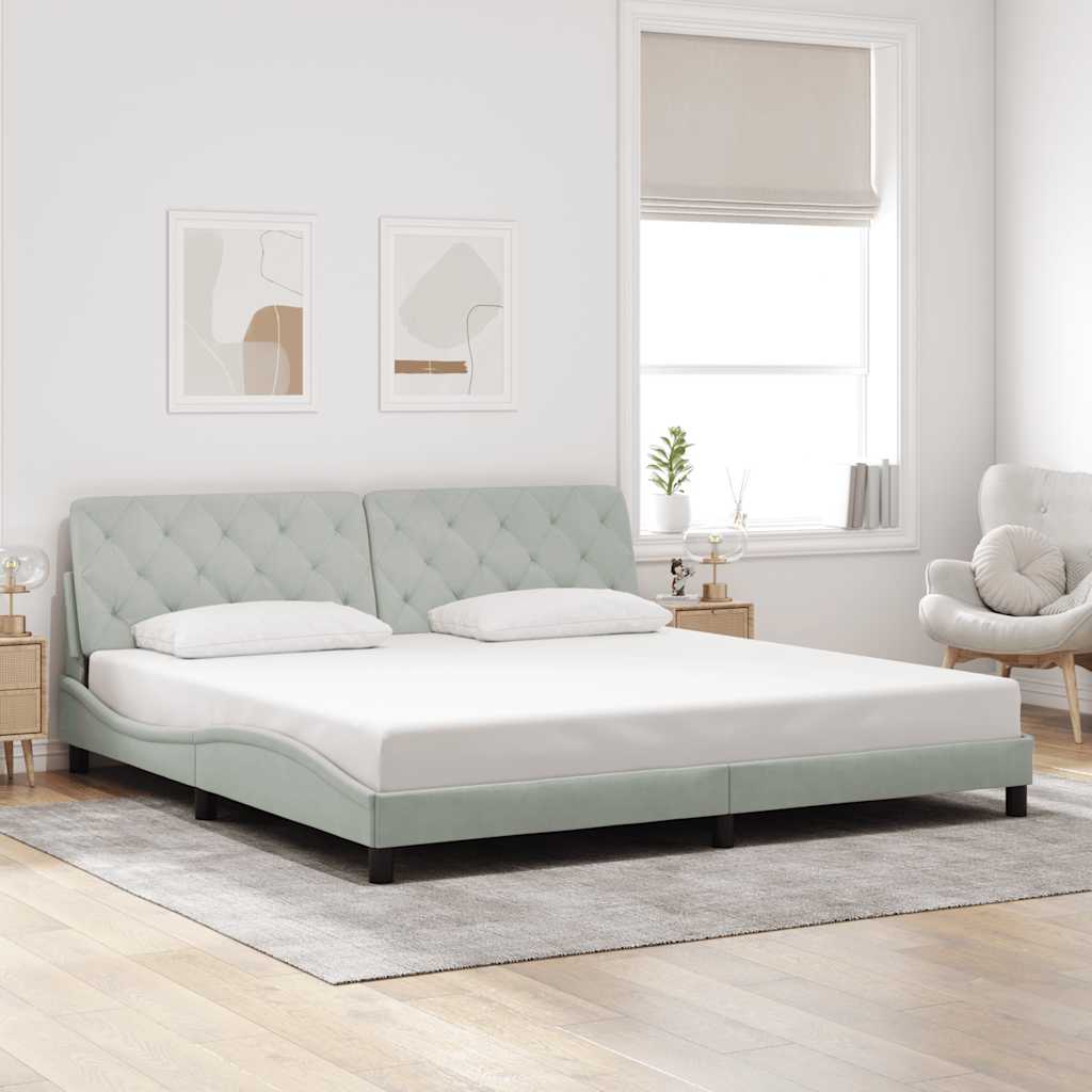 Bed Frame without Mattress Light Grey 200x200 cm Velvet