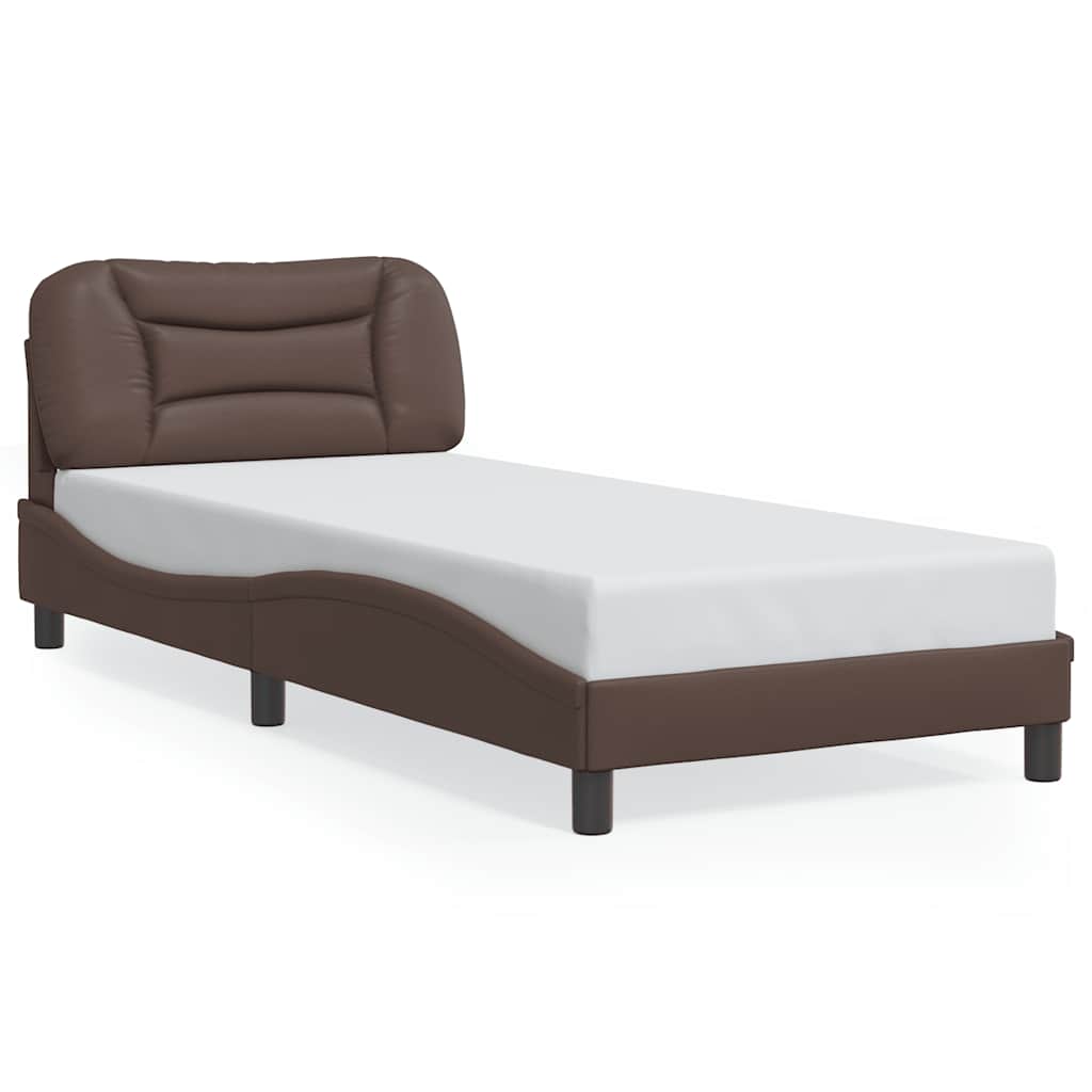 Bed Frame without Mattress "Hvar" Brown 80x200 cm Faux Leather