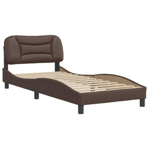 Bed Frame without Mattress "Hvar" Brown 80x200 cm Faux Leather
