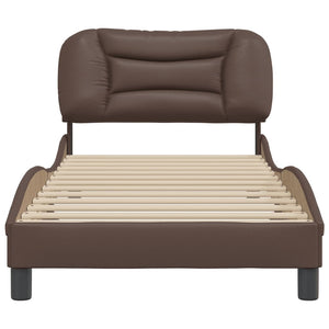 Bed Frame without Mattress "Hvar" Brown 80x200 cm Faux Leather
