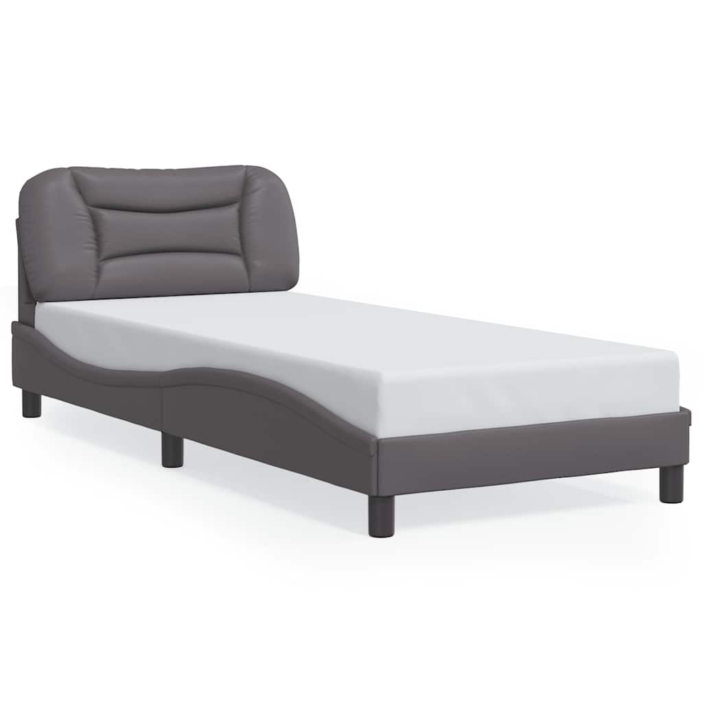 Bed Frame without Mattress "Hvar" Grey 80x200 cm Faux Leather