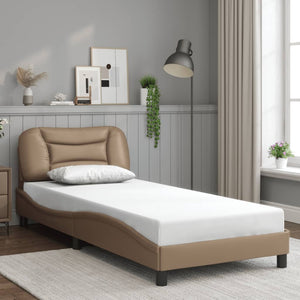 Bed Frame without Mattress "Hvar" Cappuccino 80x200 cm Faux Leather