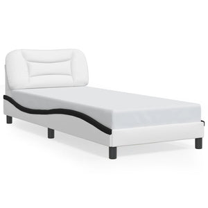 Bed Frame without Mattress "Hvar" White and Black 80x200 cm Faux Leather