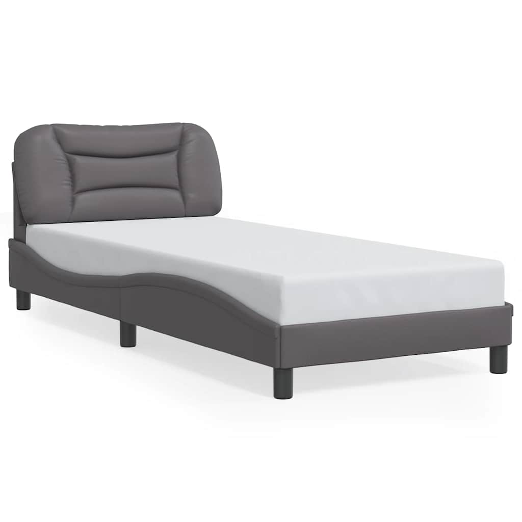 Bed Frame without Mattress "Hvar" Grey 90x190 cm Faux Leather