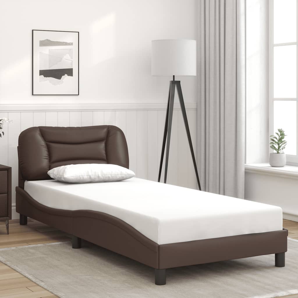 Bed Frame without Mattress "Hvar" Brown 90x200 cm Faux Leather