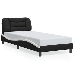 Bed Frame without Mattress "Hvar" Black and White 90x200 cm Faux Leather