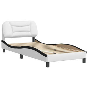 Bed Frame without Mattress "Hvar" White and Black 90x200 cm Faux Leather