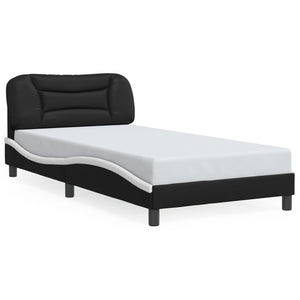 Bed Frame without Mattress "Hvar" Black and White 100x200 cm Faux Leather
