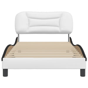 Bed Frame without Mattress "Hvar" White and Black 100x200 cm Faux Leather