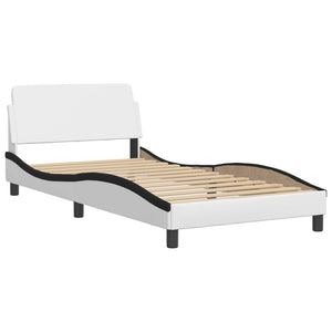 Bed Frame without Mattress "Hvar" White and Black 100x200 cm Faux Leather