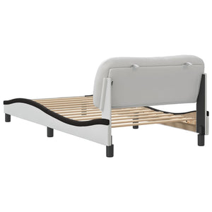 Bed Frame without Mattress "Hvar" White and Black 100x200 cm Faux Leather